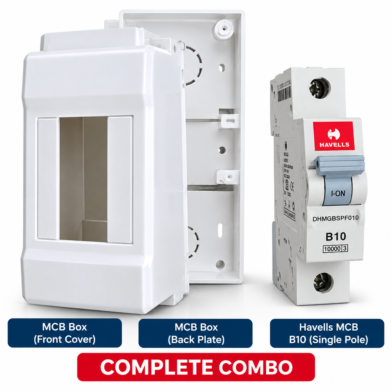 Havells B10 Single Pole MCB with 1-Way MCB Box Combo