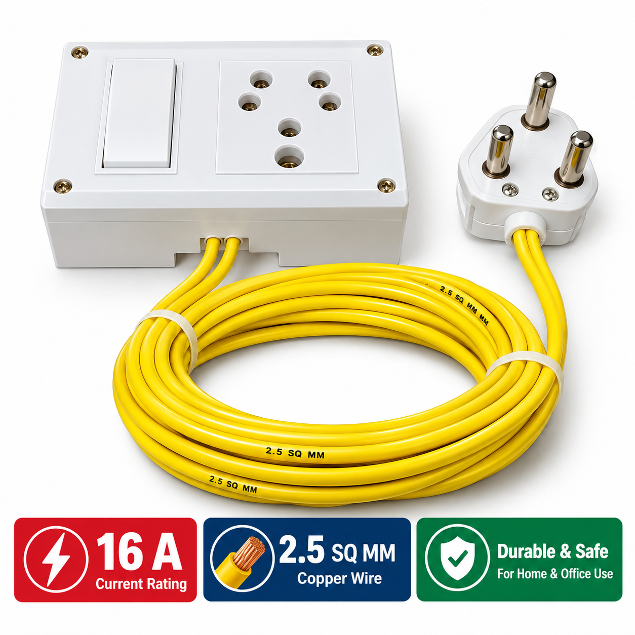 KONMIC 6A Heavy-Duty Extension Board 3 meter