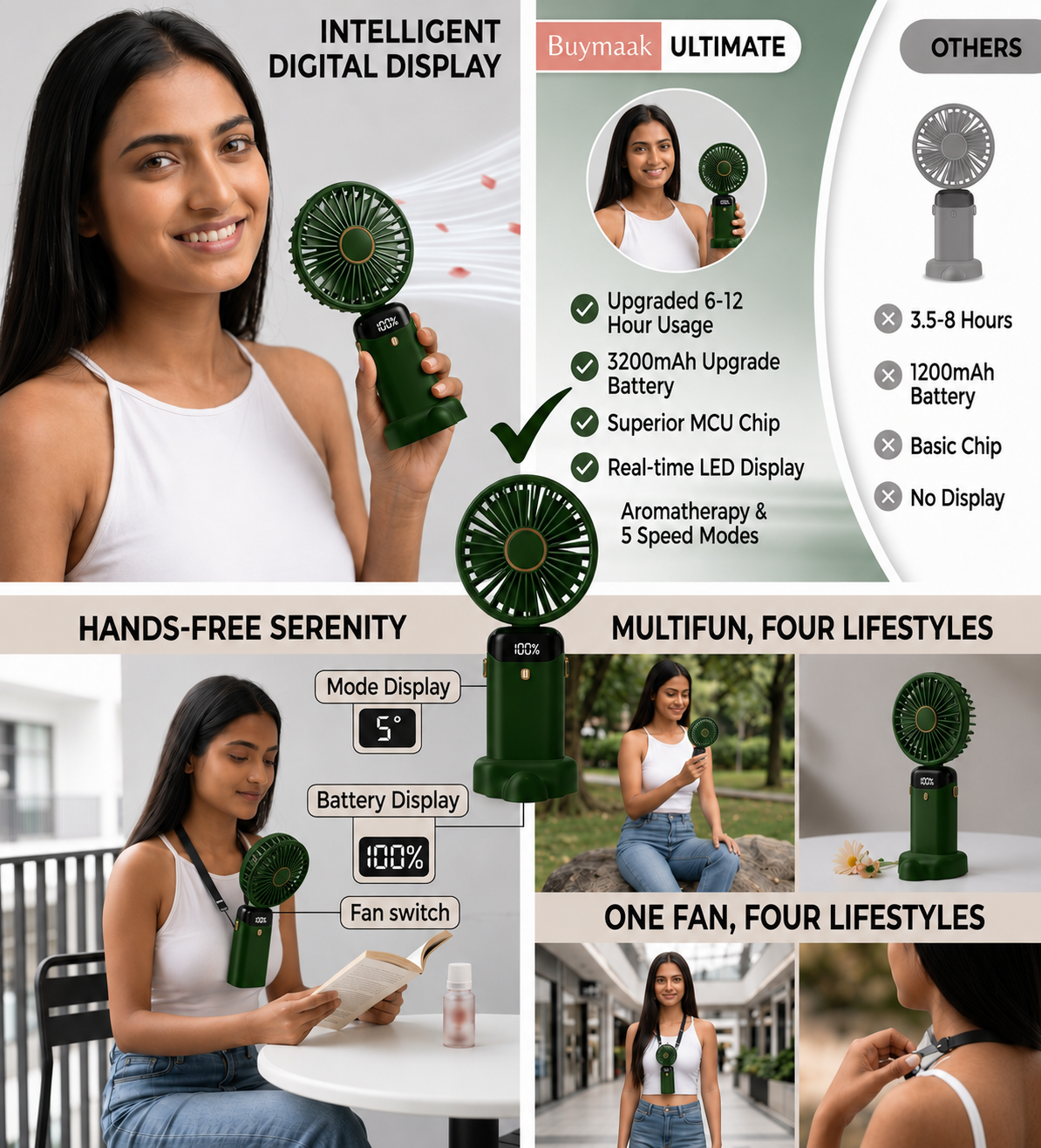 Portable mini Fan Green color