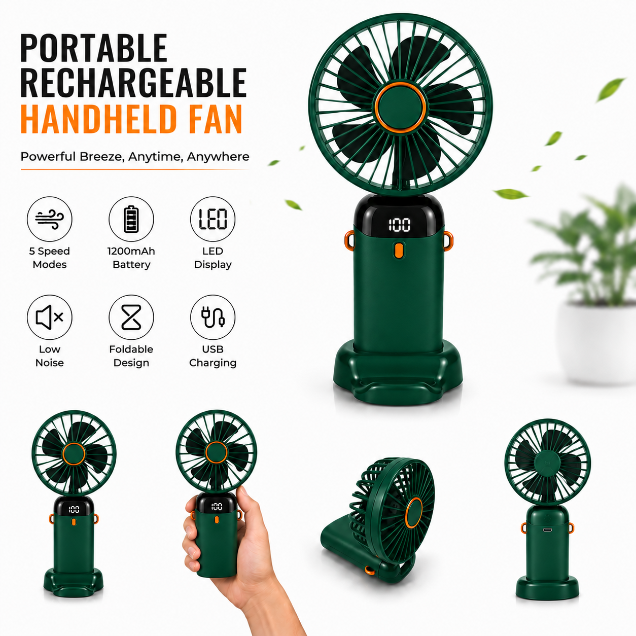 Portable mini Fan Green color